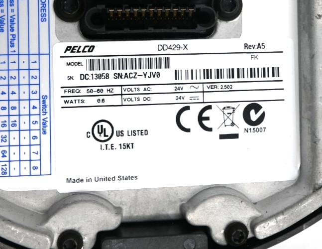 PELCO DD429-X PAL CAMERA HEAD