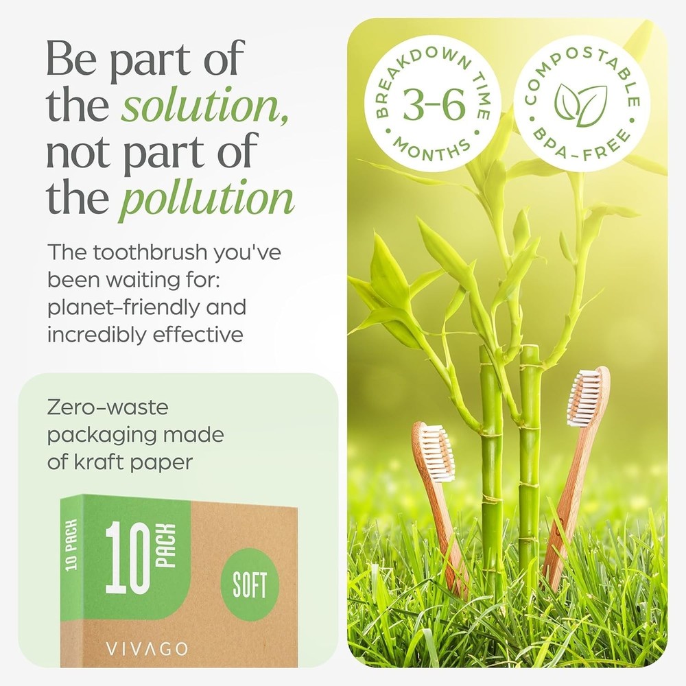 Recyclable Soft Bristles Toothbrushes 30 Pack