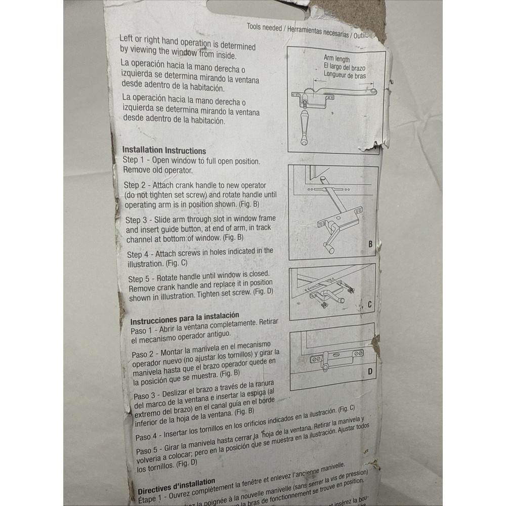 H3517 PLPCI Window Casement Operator 9" Left Hand Square Type *READ description
