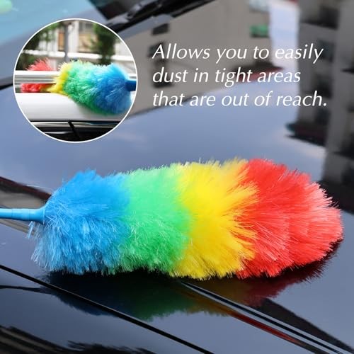 Rainbow Extendable Static Duster Reusable Microfiber Duster 32-100inch-3pcs