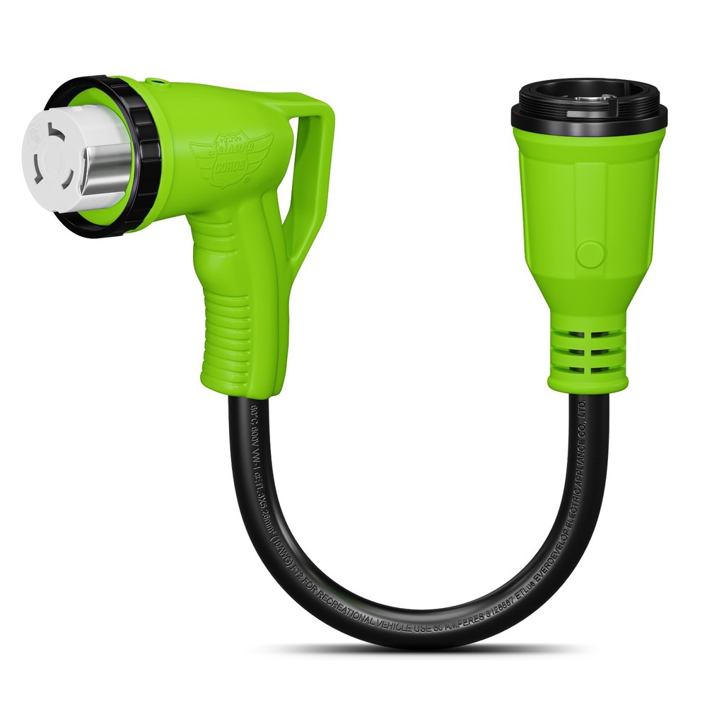 RV Power Cord Adapter 50 amp Male 14-50P to 50 amp twist lock female 90 degree