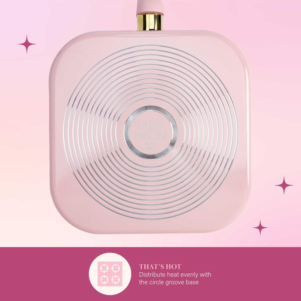 Paris Hilton Breakfast Ceramic Nonstick Cookware Set, Includes Square Griddle, M