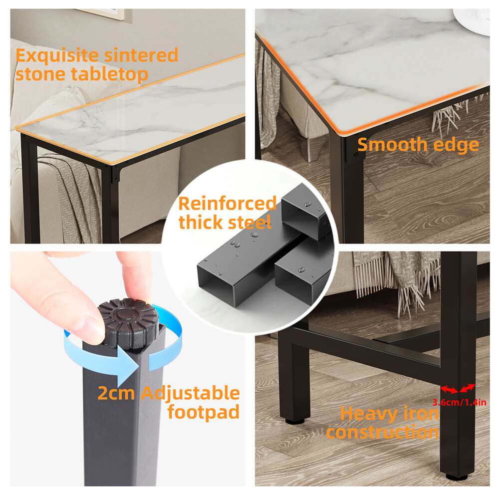 Extra Long Kitchen High Bar Table Narrow Rectangular Coffee Pub Table Marble Top