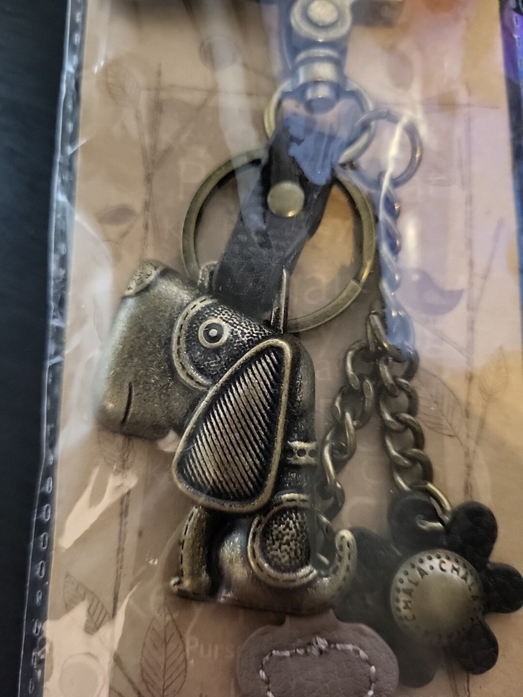Chala Mini Bronze Dog Key Chain With Charm