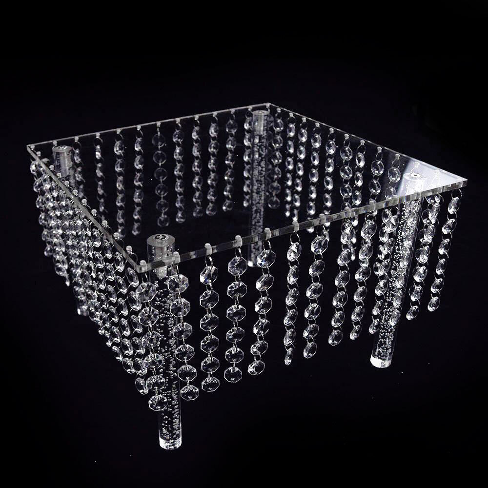 3 Tier Cake Stands Square Crystal Beaded Cupcake Tower Separable Dessert Display
