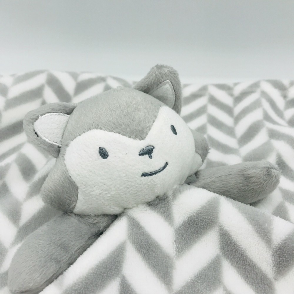SL Home Grey Fox Lovey Security Blanket Plush Chevron Grey White 2017