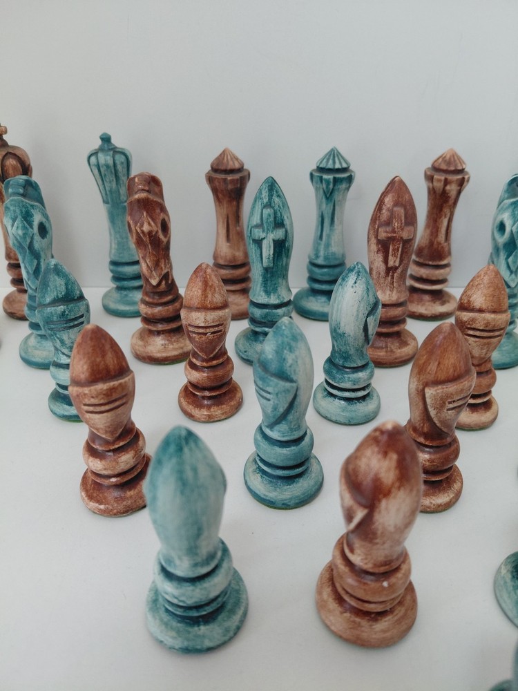 Full Set Vintage Ceramic Chess Pieces No Board
