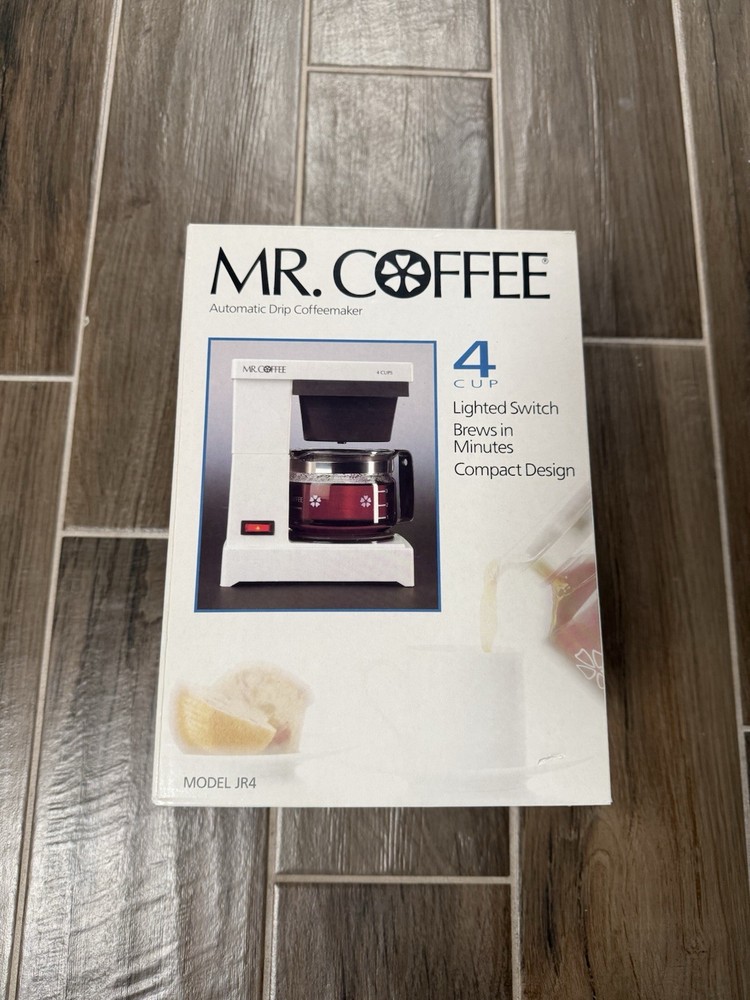Mr. Coffee Brewer 4 Cup Automatic Drip JR-4 Coffee Maker Machine Classic White