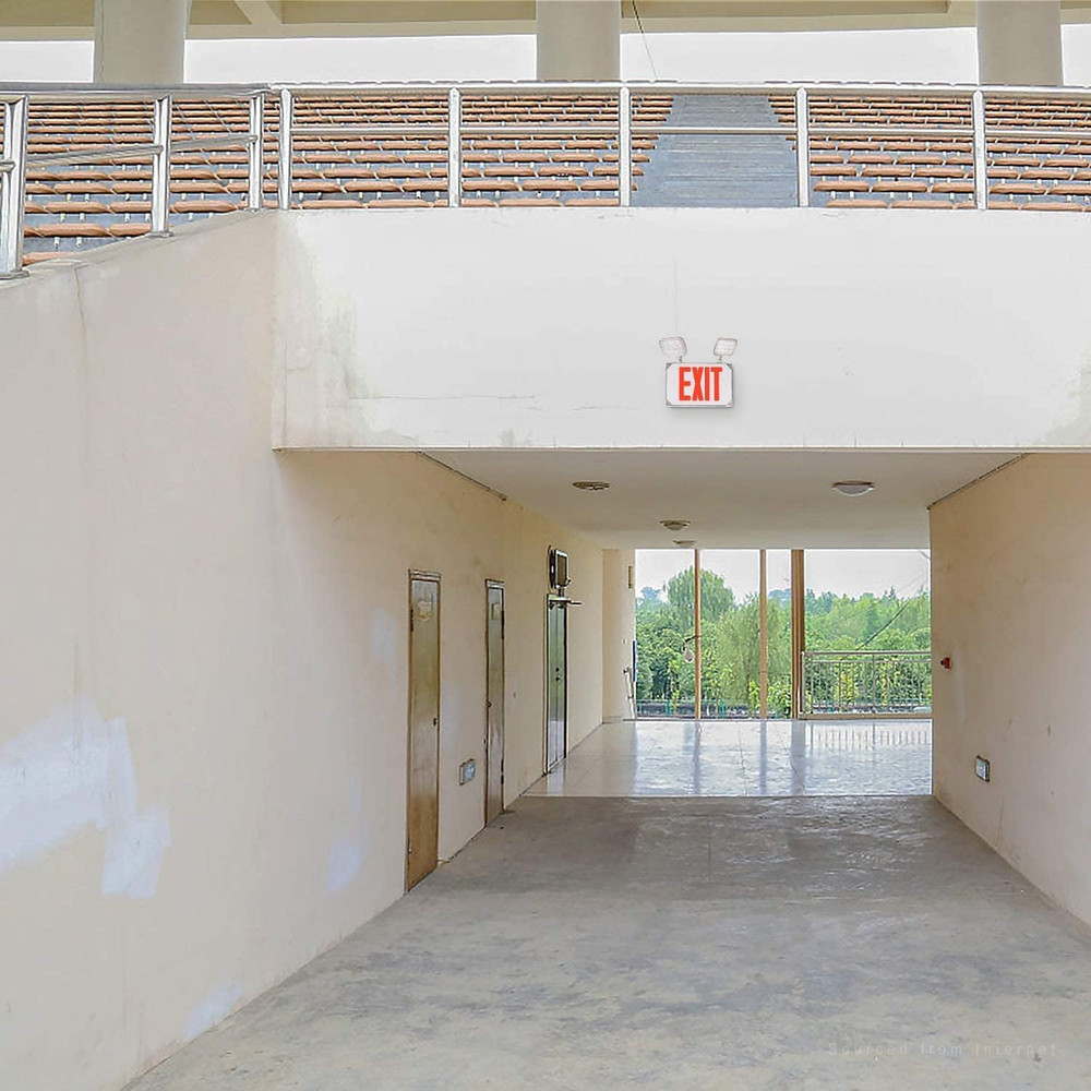 LED Exit Light, Wet Location Exit Sign with Emergency Lights, UL Listed, Outdoor