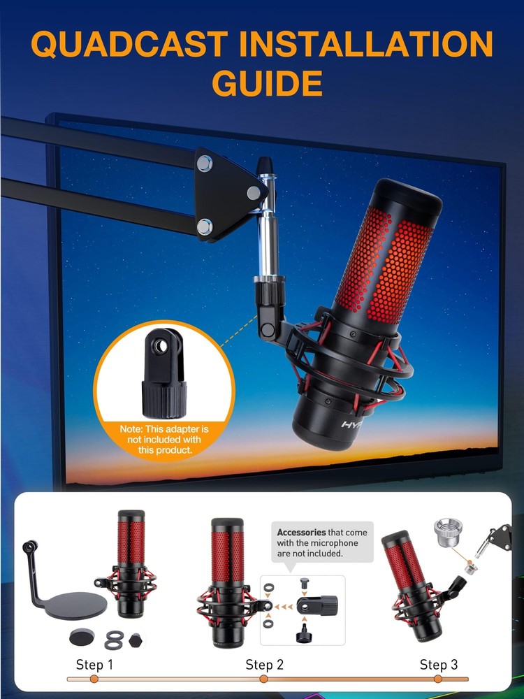 Adjustable Boom Arm for Hyperx Quadcast Microphone, Mic Scissor Stand