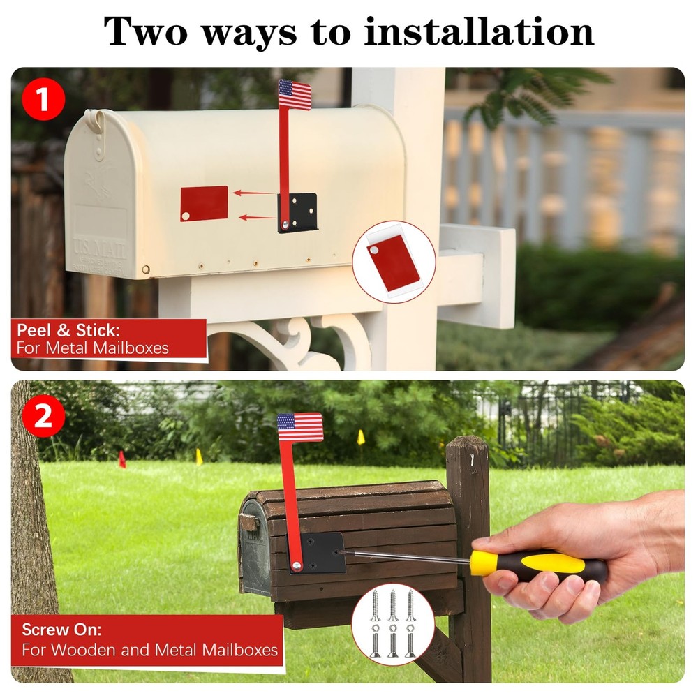 Mailbox Flag Replacement Kit Metal Red Flag Wood Wall Mailboxes Accessory
