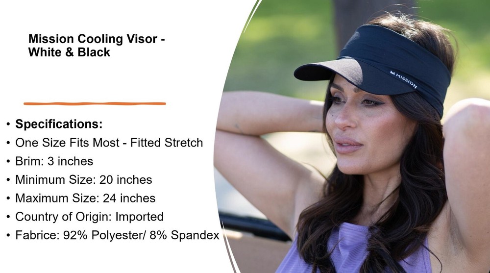 MISSION Cooling Visor Instant Cooling Hat Sun Visor Lightweight Quick Dry-NEW!