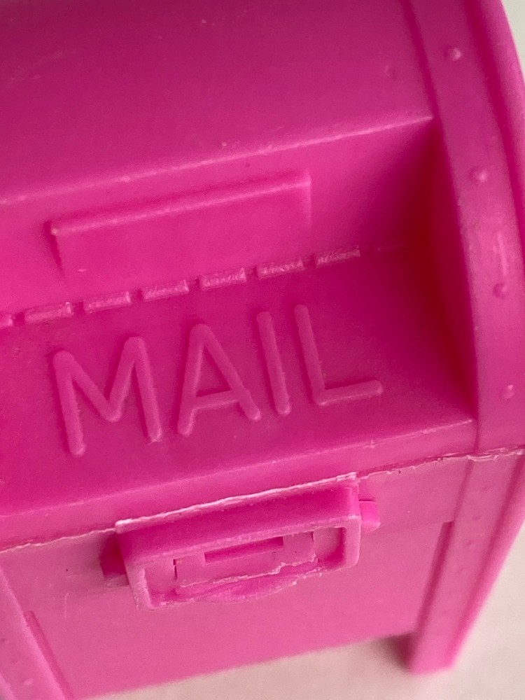 Vintage Pink Fleer MAILBOX Empty Candy Container - 3" Tall Ingredients on bottom