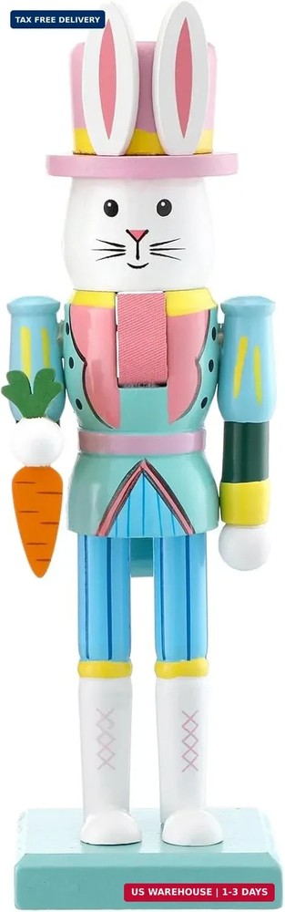 Easter Bunny Nutcracker 10 Inch Traditional Rabbit Wooden Nutcrackers Easter Dec