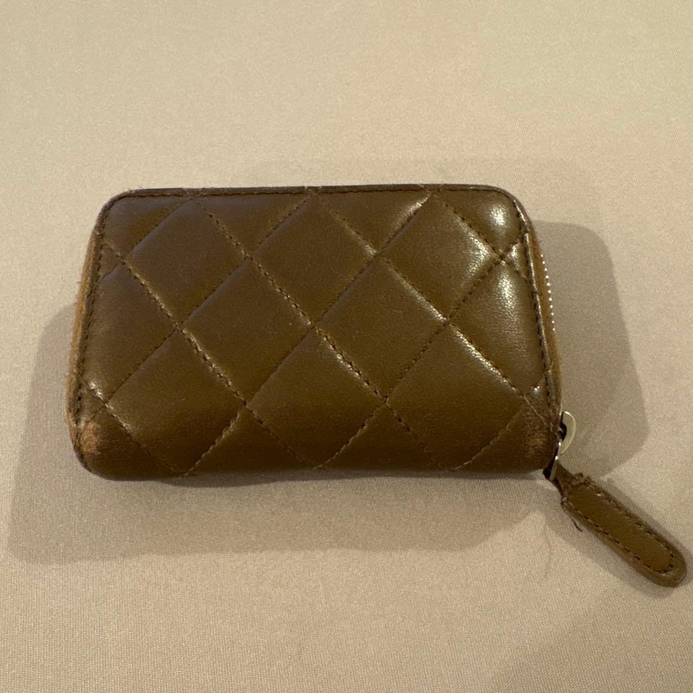 CHANEL Brown Quilted Coin Case