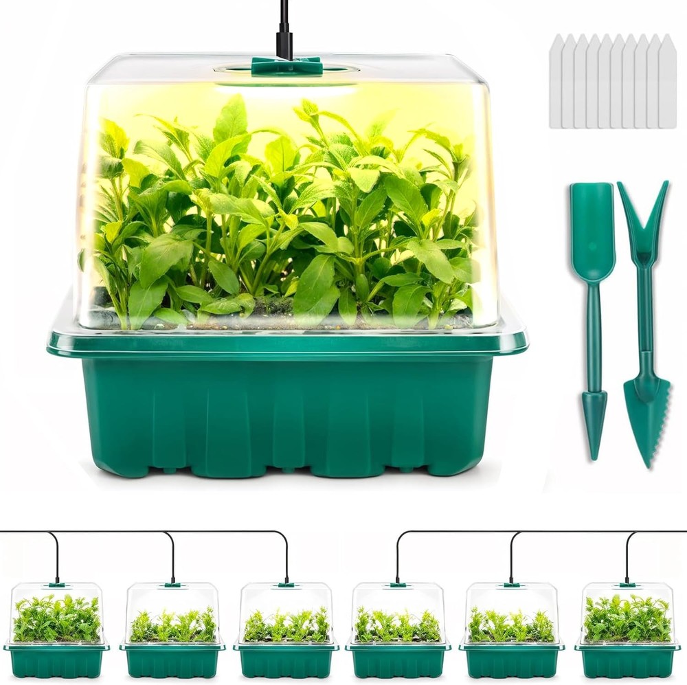 Starter Tray with Grow Light, 6pcs Starter Kits with Light and Adjustable Hum...