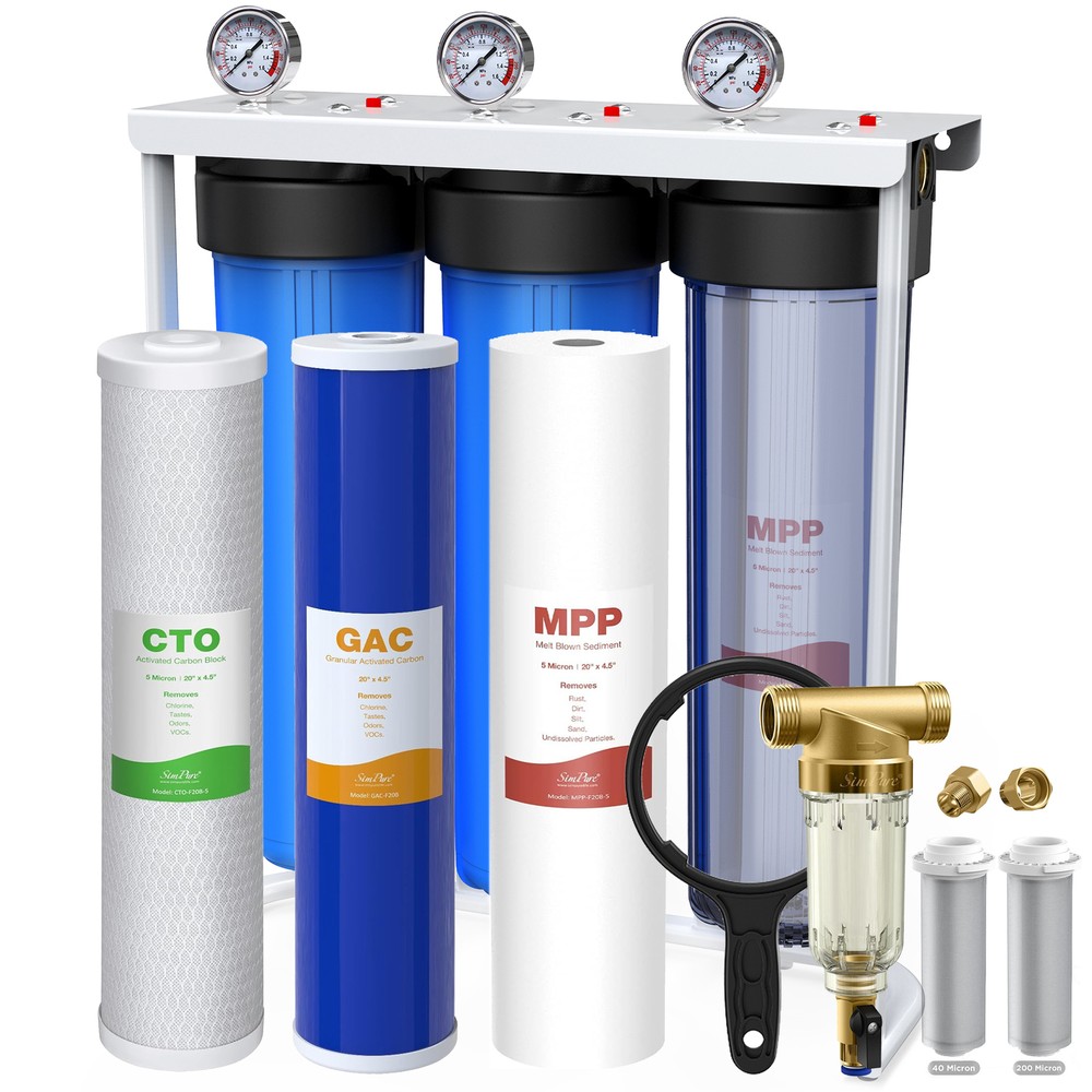 4-Stage 20x4.5" Big Blue Spin Down Sediment Whole House Water Filtration System