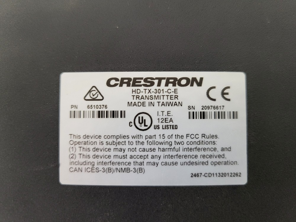 Crestron HD-TX-301-C-E Multiformat Switch Transmitter CATx (No Power Adapter)