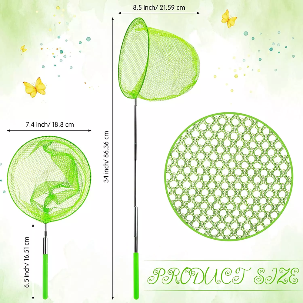 Insect Butterfly Net with 8" Ring Handle Extends to 34" Telescopic Catching Bug