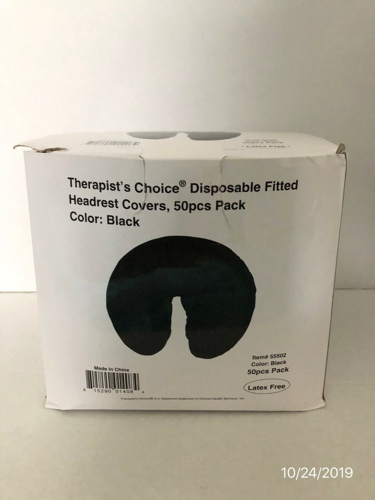 THERAPIST'S CHOICE Disposable Fitted Massage Table Face Covers Black Partial Box