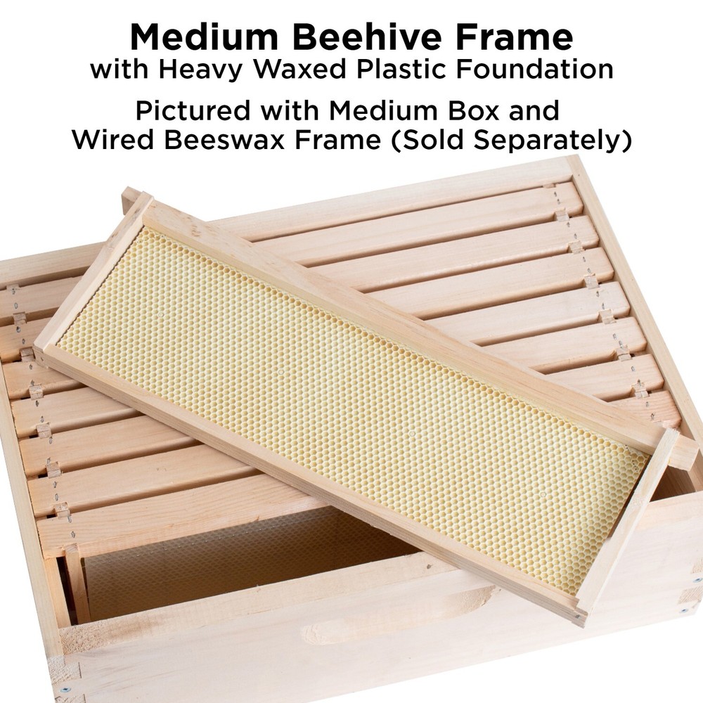 Beekeeping Beehive Frame, Waxed Plastic Foundation, Medium Assembled Amish Made