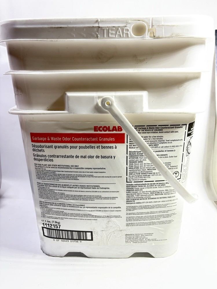 ECOLAB 17.5 Pound Bucket Garbage Can Dumpster Food Waste Oder Control Granules