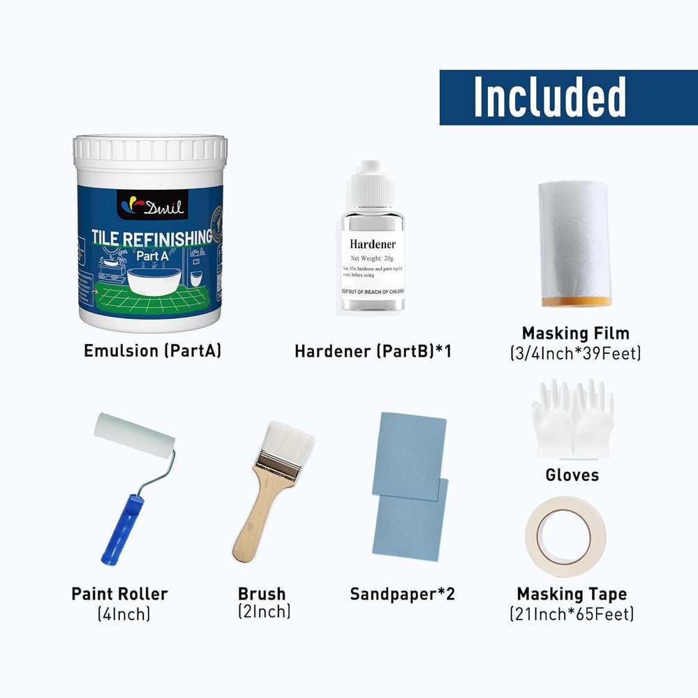 Water-Based Bathtub Paint and Tile Refinishing Kit - Odorless, Easy Application