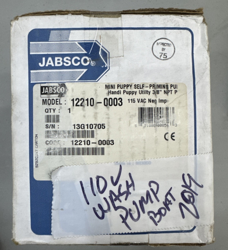 Jabsco 12210-0003 Handi Puppy Utility 3/8" NPT Ports Self-Priming Pump Unit 115V