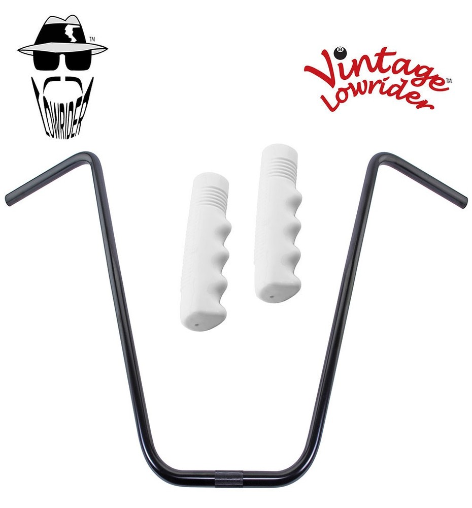 Original Lowrider 24" 22.2 D Handlebar Black 120mm Grips Solid/White