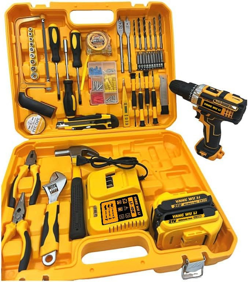 Tool Set - Tool Kit with Cordless Drill, 118 Piece Tool Box with Drill, Suitable