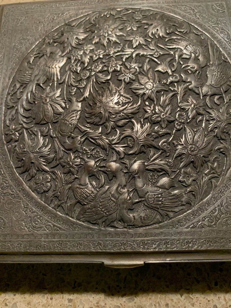 Antique Handmade Persian Silver Box Superb Example Mint Condition Signed