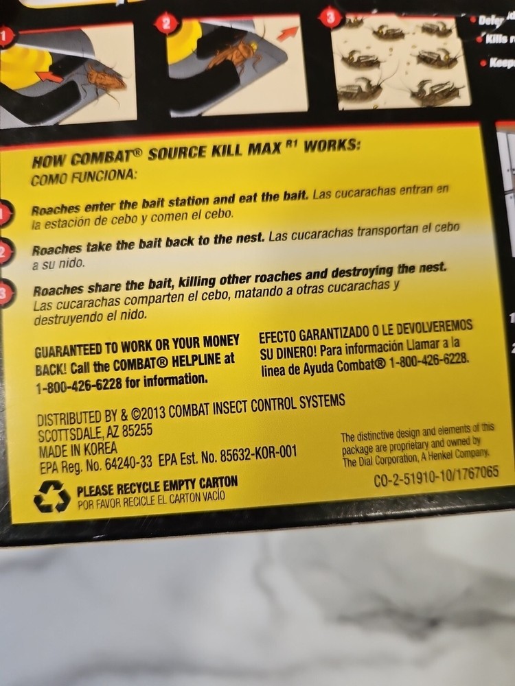 NEW! 2 Combat Source Kill Max Small Roach Killing Bait Stations 12 count Each