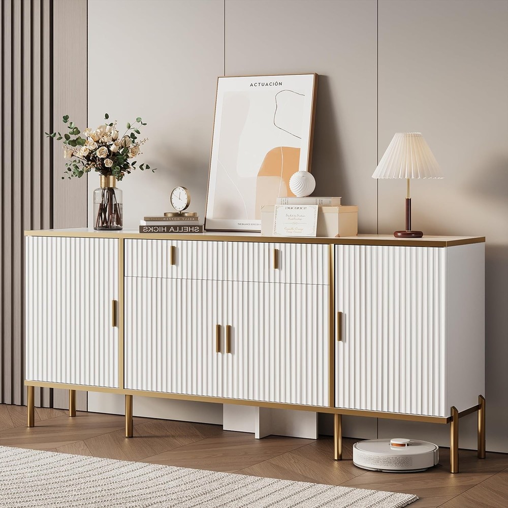 60" Modern Buffet Cabinet W/ Storage Buffets & Sideboard W/ Drawers Adjustable