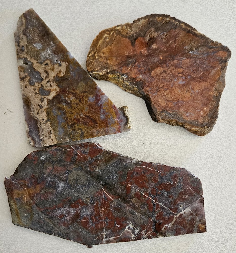 Three Miscellaneous Lapidary Slabs Plume Agate Lapidary 195 Grams