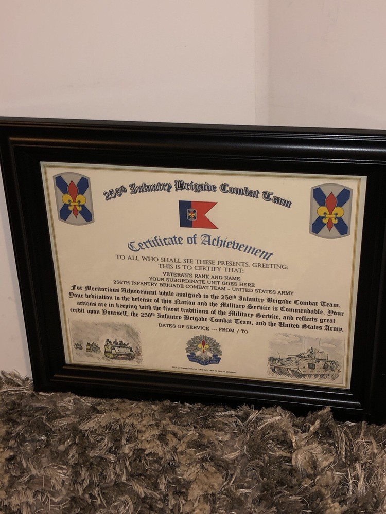 256TH INFANTRY BRIGADE COMBAT TEAM - COA / (COMMEMORATIVE CERTIFICATE)