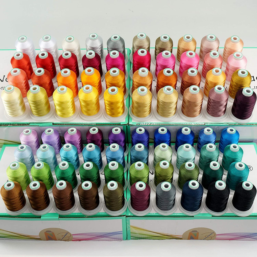 Brothread 80 Spools 1000M Polyester Embroidery Thread Kit for Janome & Robisan