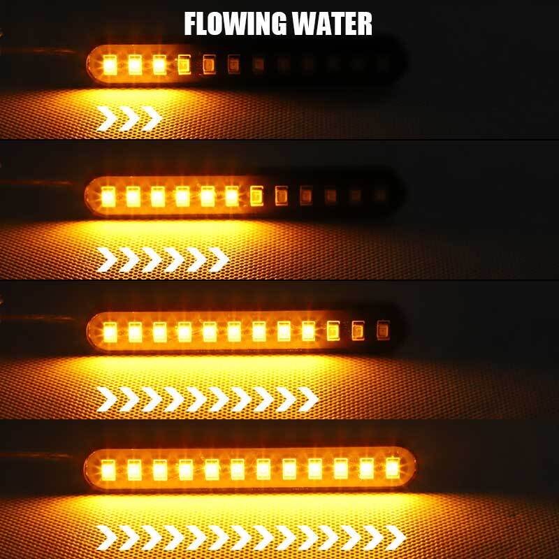 2X Sequential Motorcycle LED Light Turn Signal Indicator Strip Amber Waterproof