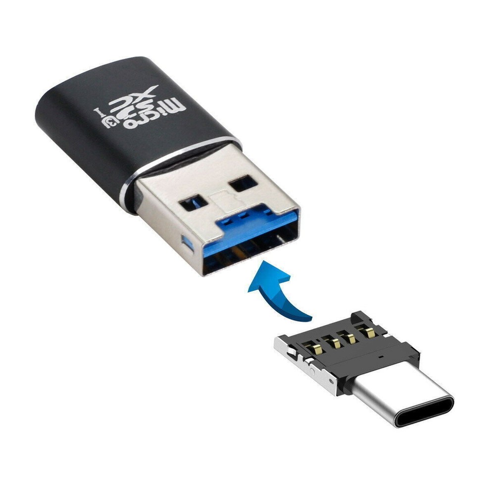 CY USB 3.0 to Micro SD SDXC TF Card Reader with Micro Type-C USB-C OTG Adapter