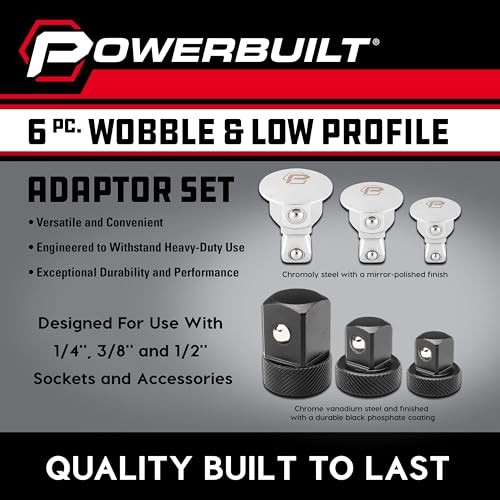6 Piece Wrench Wobble Adapter and Low Profile Socket 6 Piece Low Profile