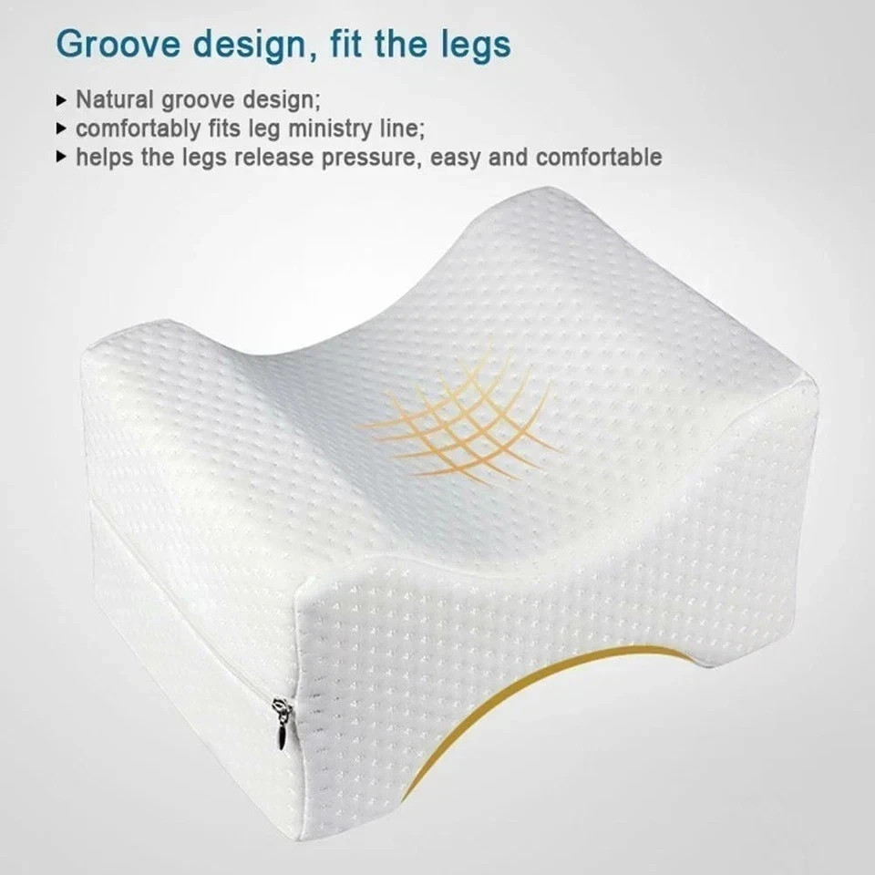Knee Leg Pillow For Sleeping Cushion Support Between Legs Rest Memory Foam white
