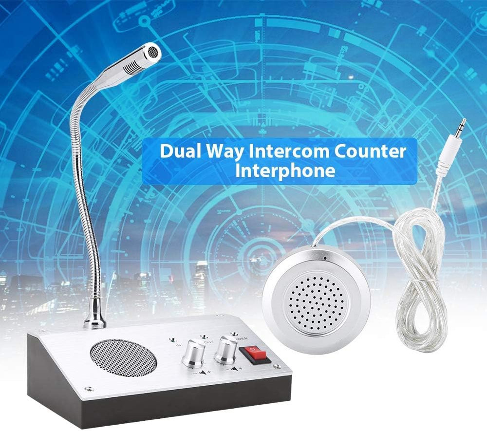 Intercom Dual Way System,Mic Speaker Window Counter Interphone Drive Thru Speake
