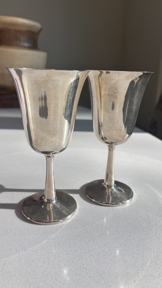 CRESCENT SILVER MFG Silverplate Wine Goblet, two cups