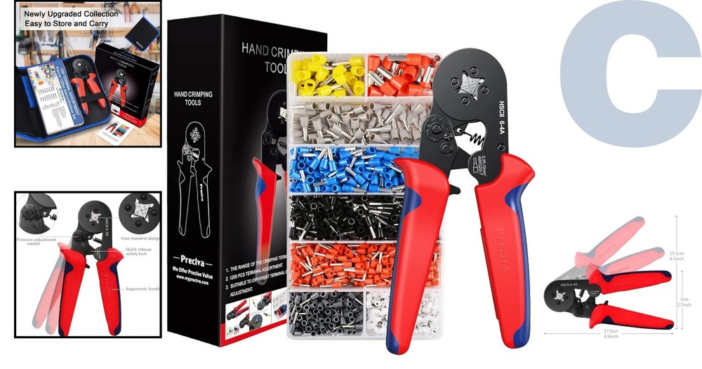 Professional Wire Crimping Tool Kit - Self-Adjustable 1200PCS Connector Set