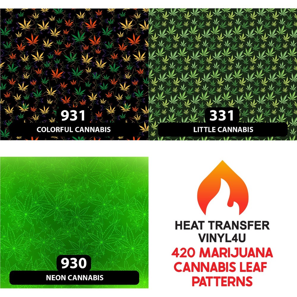 4/20 Patterned HTV for fabrics (Cannabis patterns) 13.5" ROLL **FREE SHIPPING**