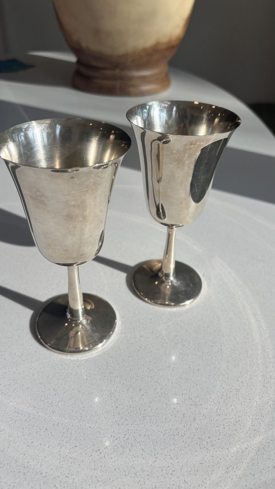 CRESCENT SILVER MFG Silverplate Wine Goblet, two cups
