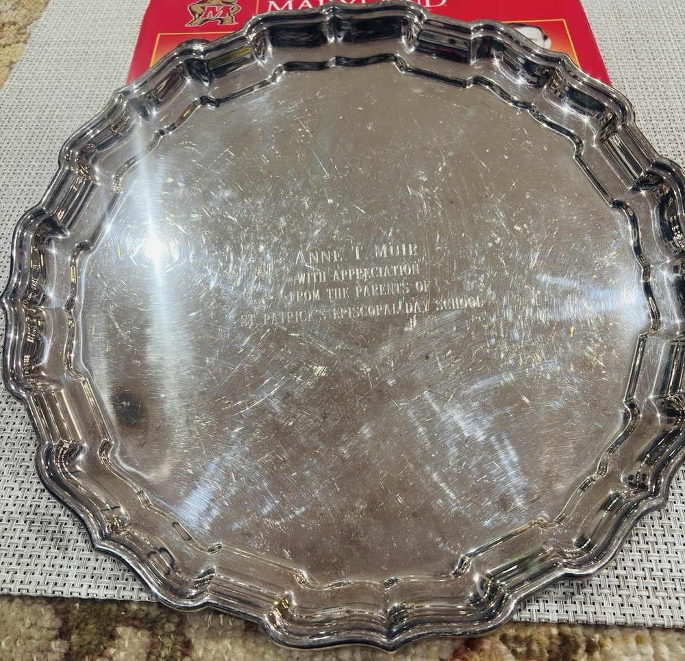 Reed & Barton Silverplate Chippendale Tray Engraved St. Patrick 14”