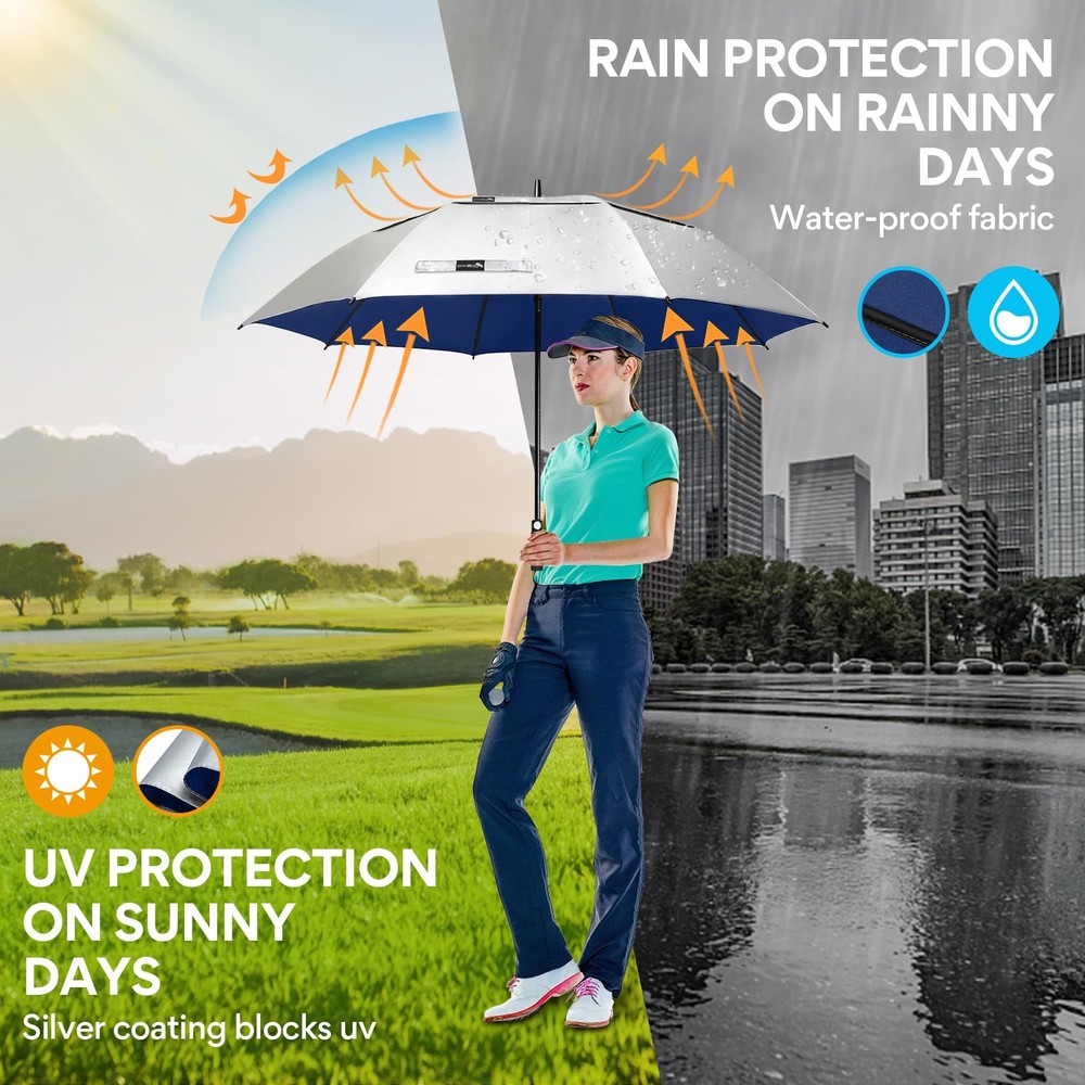 Large Golf Umbrella UV Potection68 Inch UV Blocking SPF Umbrellas for Sun Pr...