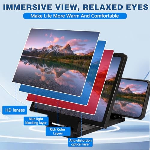 12" Big Screen Phone Magnifier—3D HD Foldable—Foldable
