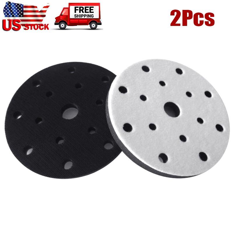 2Pcs 6" Hook Loop Soft Foam Interface Sanding Disc Sander Backing Pad 15-Holes