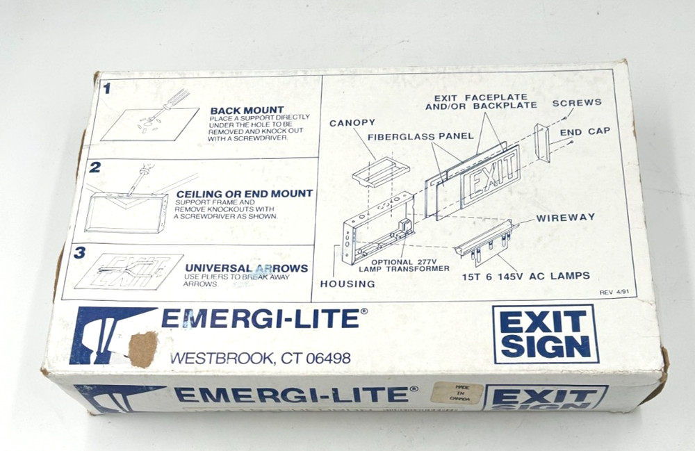 EMERGI-LITE WX11R single sided lighted exit back or end mount READ